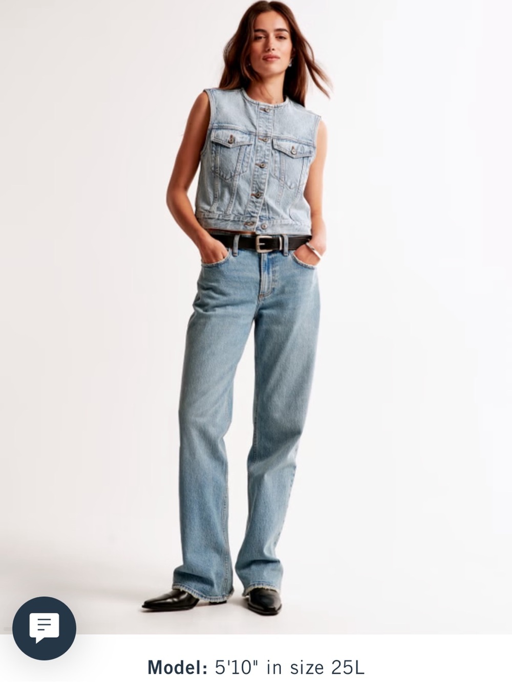 Abercrombie Low Rise Baggy Jean (Curve) in Light Blue